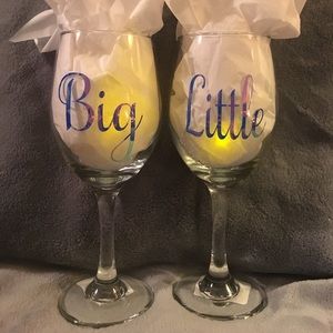 Sorority Wine Glasses Big/Little Holographic Blue